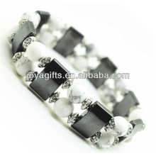 Magnetic Hematite Space Bracelet with alloy and 8MM Howlite Round Beads